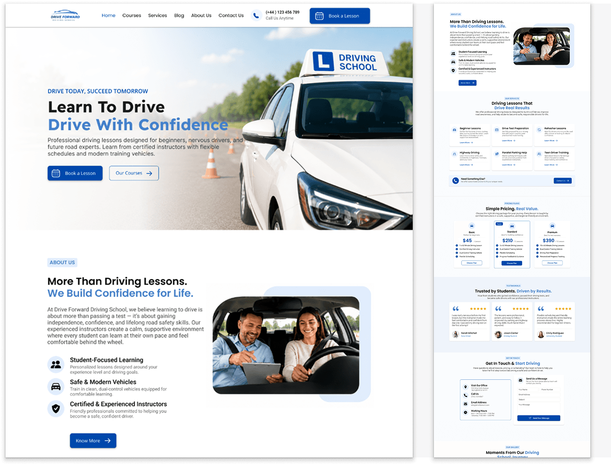 Driving School website design